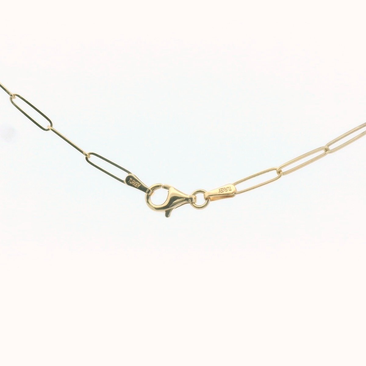 14K Yellow Gold Paper Clip Style Chain Necklace