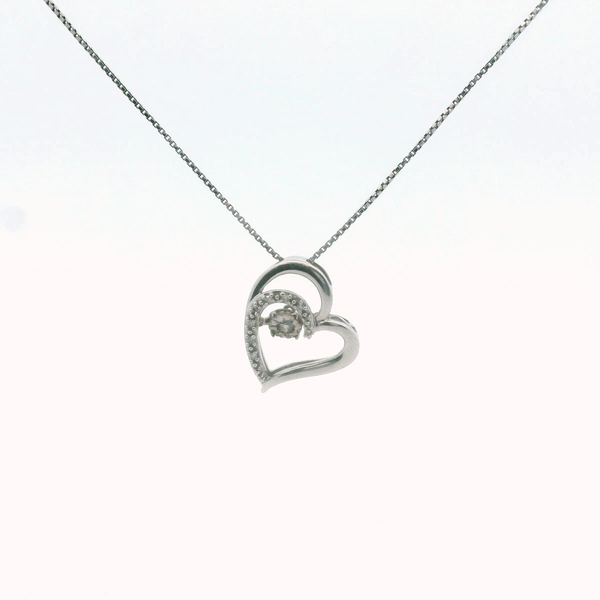 Sterling Silver Diamond Heart Necklace
