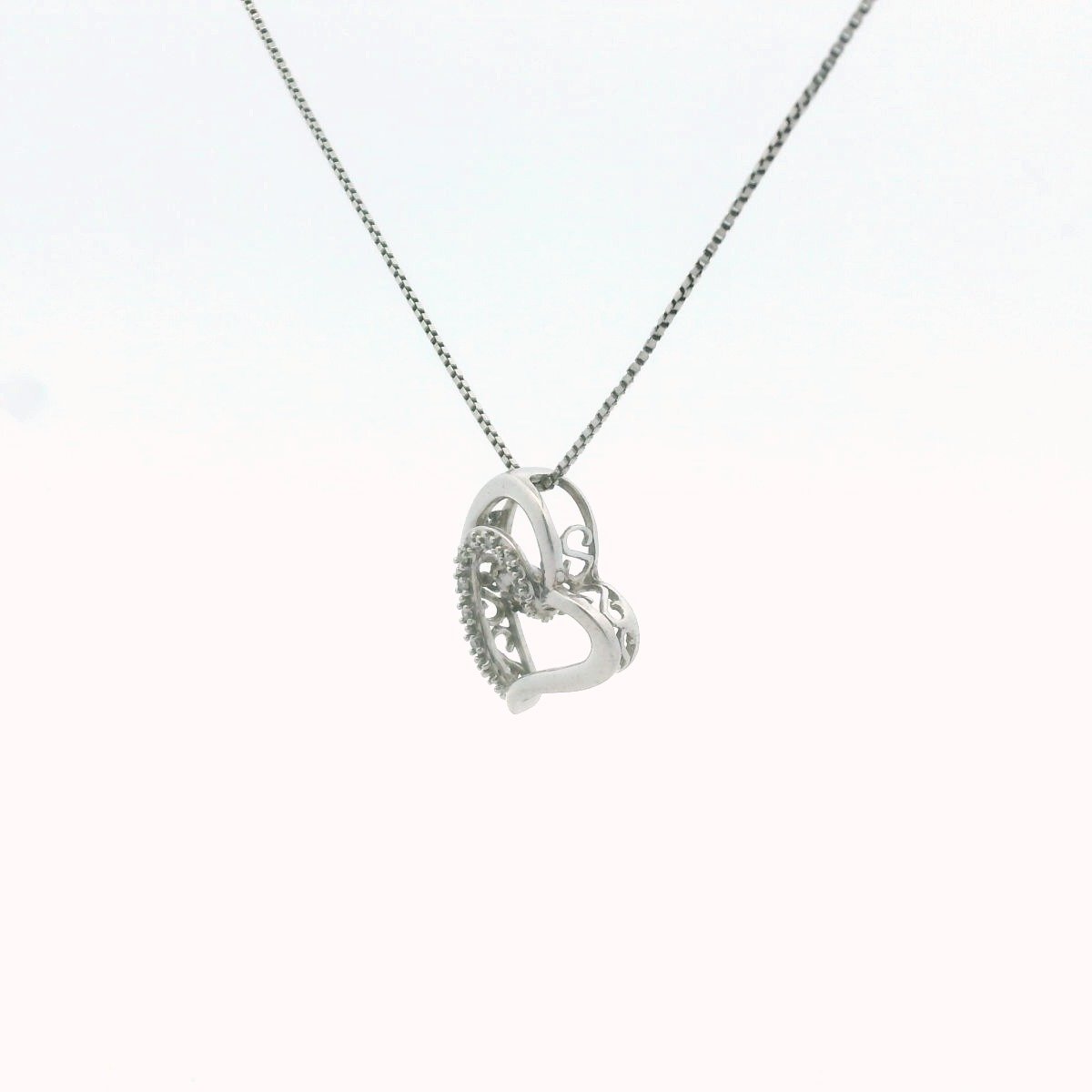 Sterling Silver Diamond Heart Necklace
