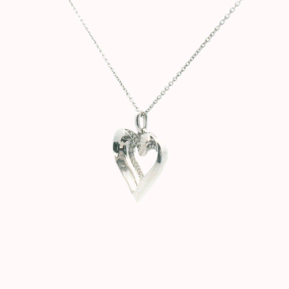 Sterling Silver Diamond Heart Pendant Necklace