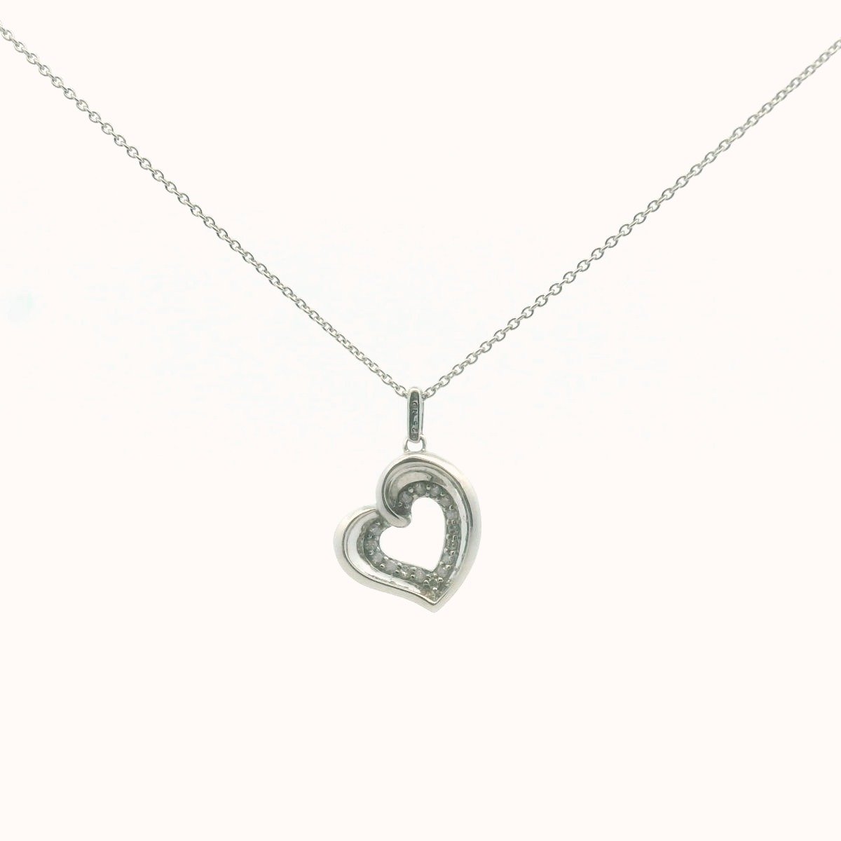 Sterling Silver Diamond Heart Necklace
