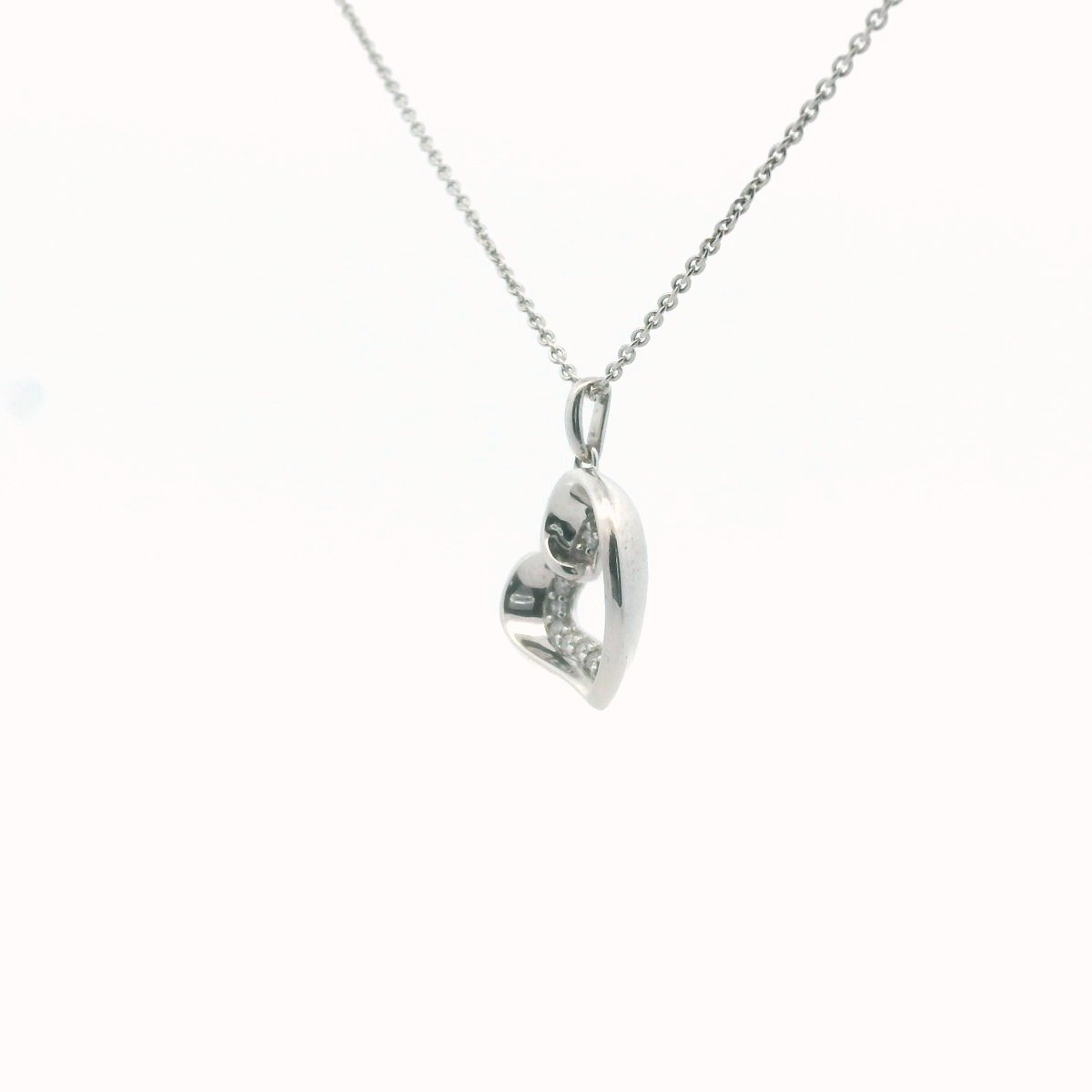 Sterling Silver Diamond Heart Pendant Necklace
