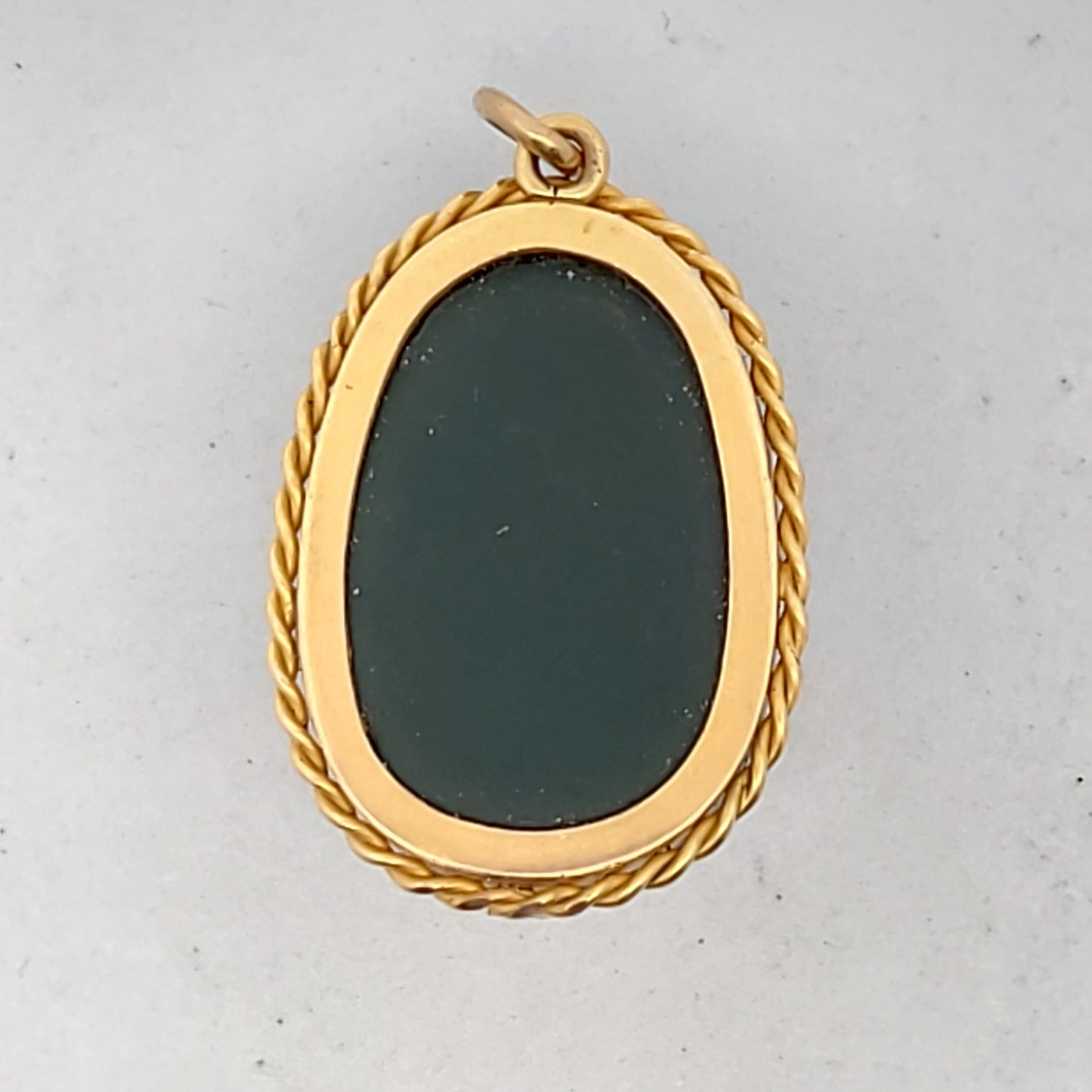 Antique 18K Yellow Gold Green Jasper Scarab Pendant