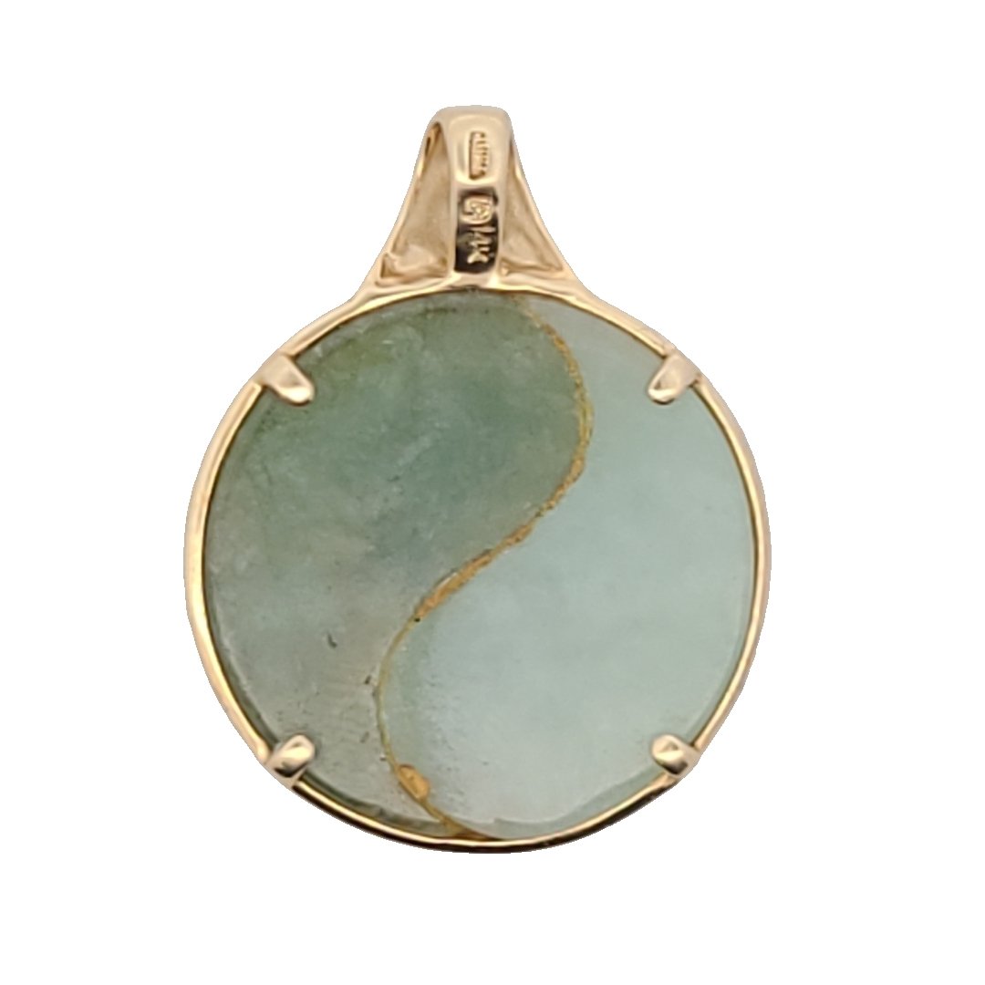 Michele Albala 14K yellow Gold Jade Yin Yang Pendant