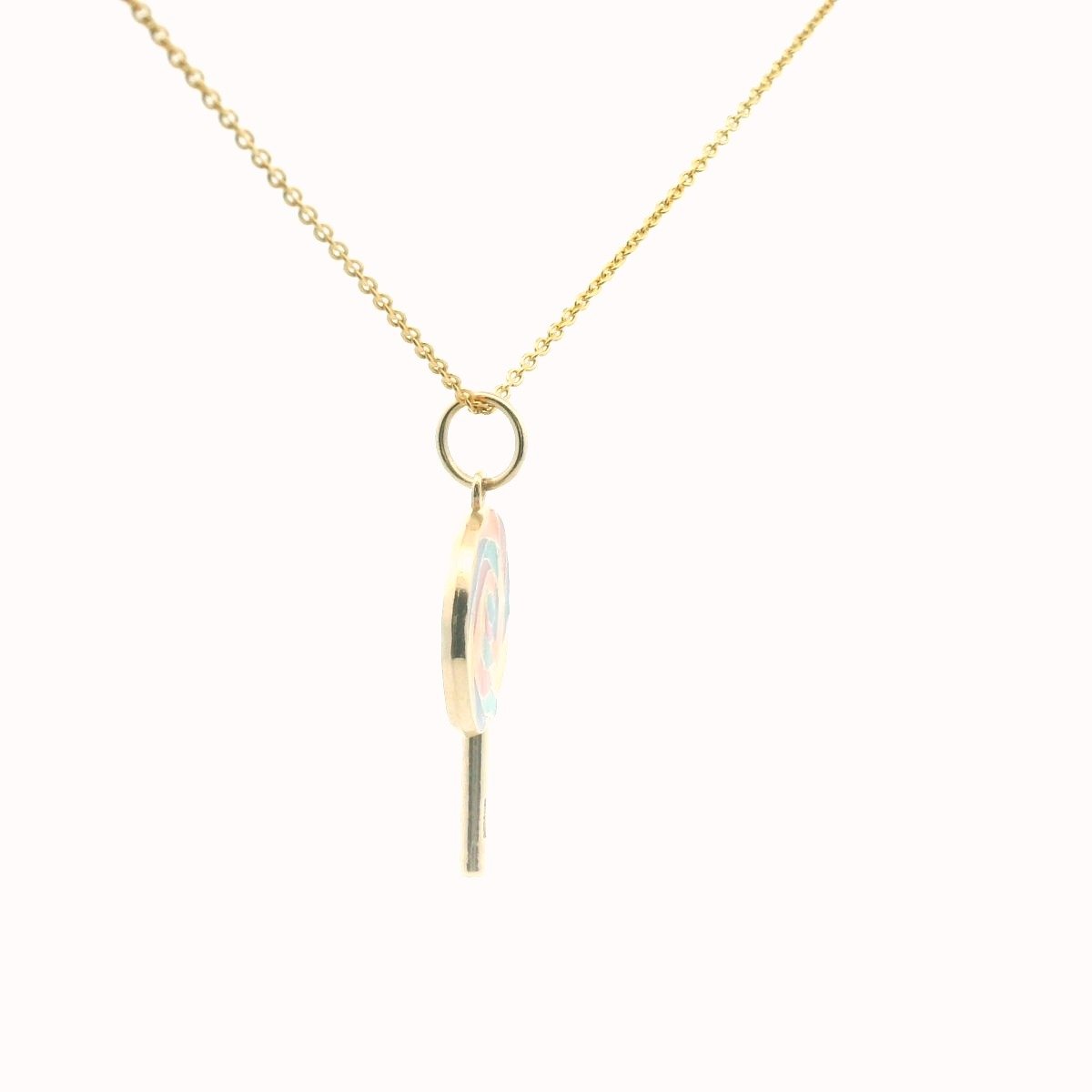 14K Yellow Gold Multi-Color Enamel Lollipop Necklace