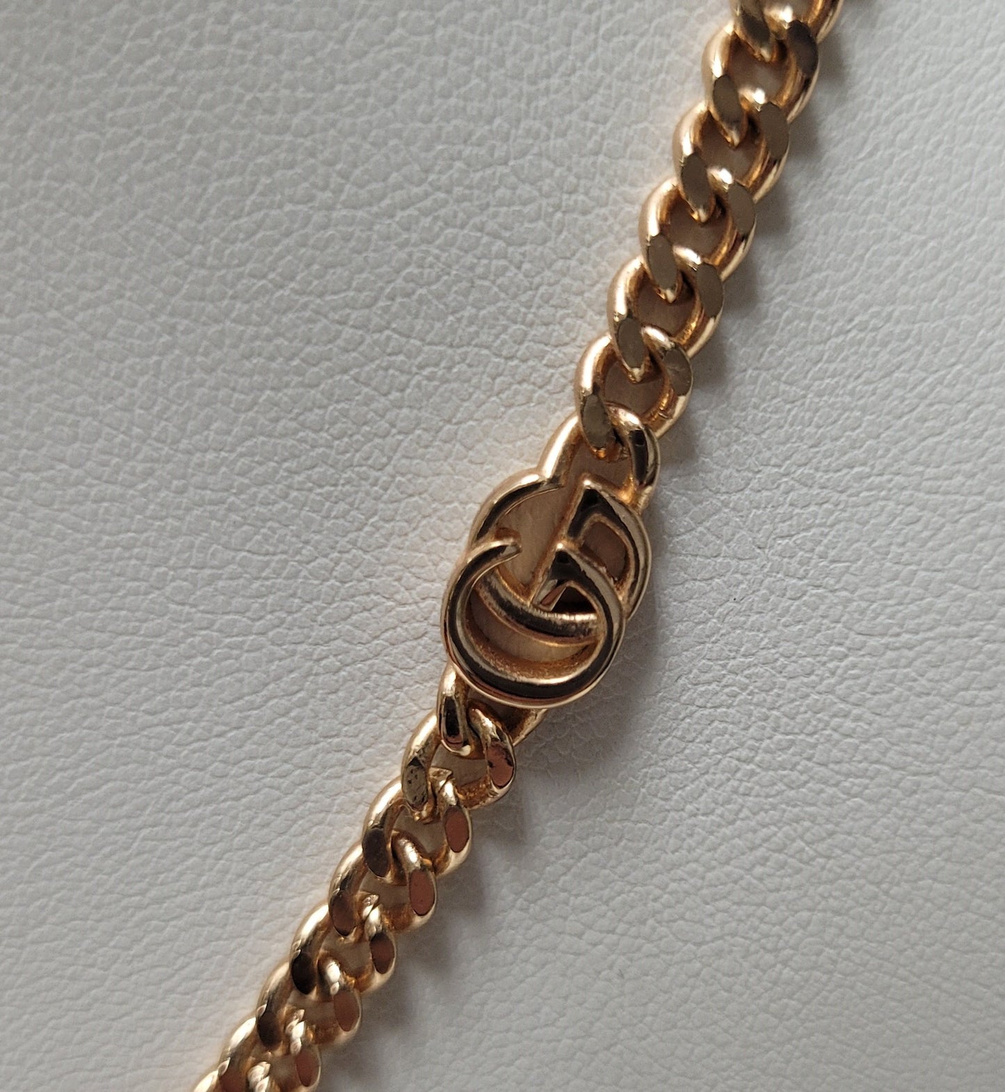 Gucci Rose Gold-Tone Base Metal Faux Pearl GG Link Necklace