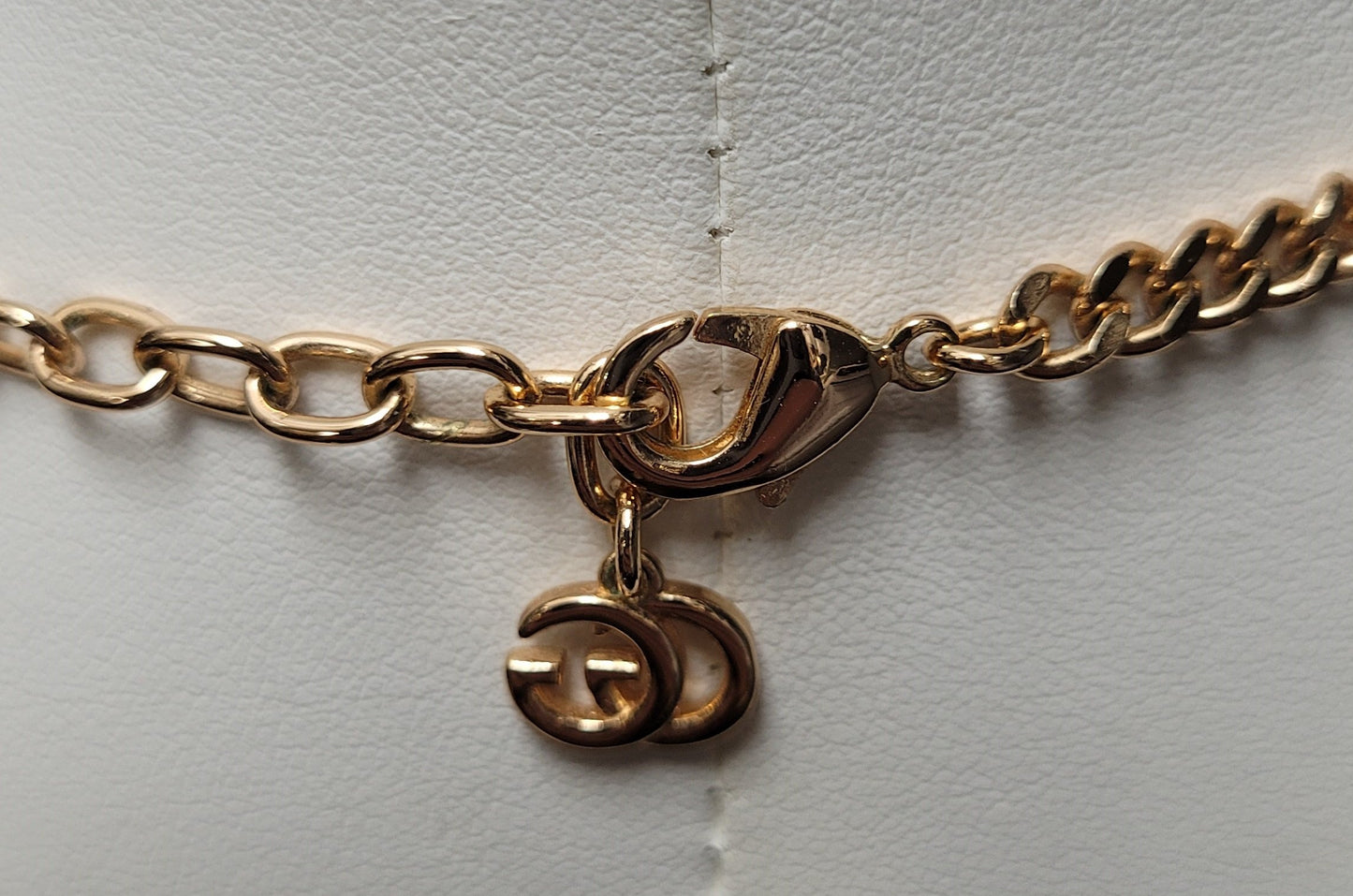 Gucci Rose Gold-Tone Base Metal Faux Pearl GG Link Necklace