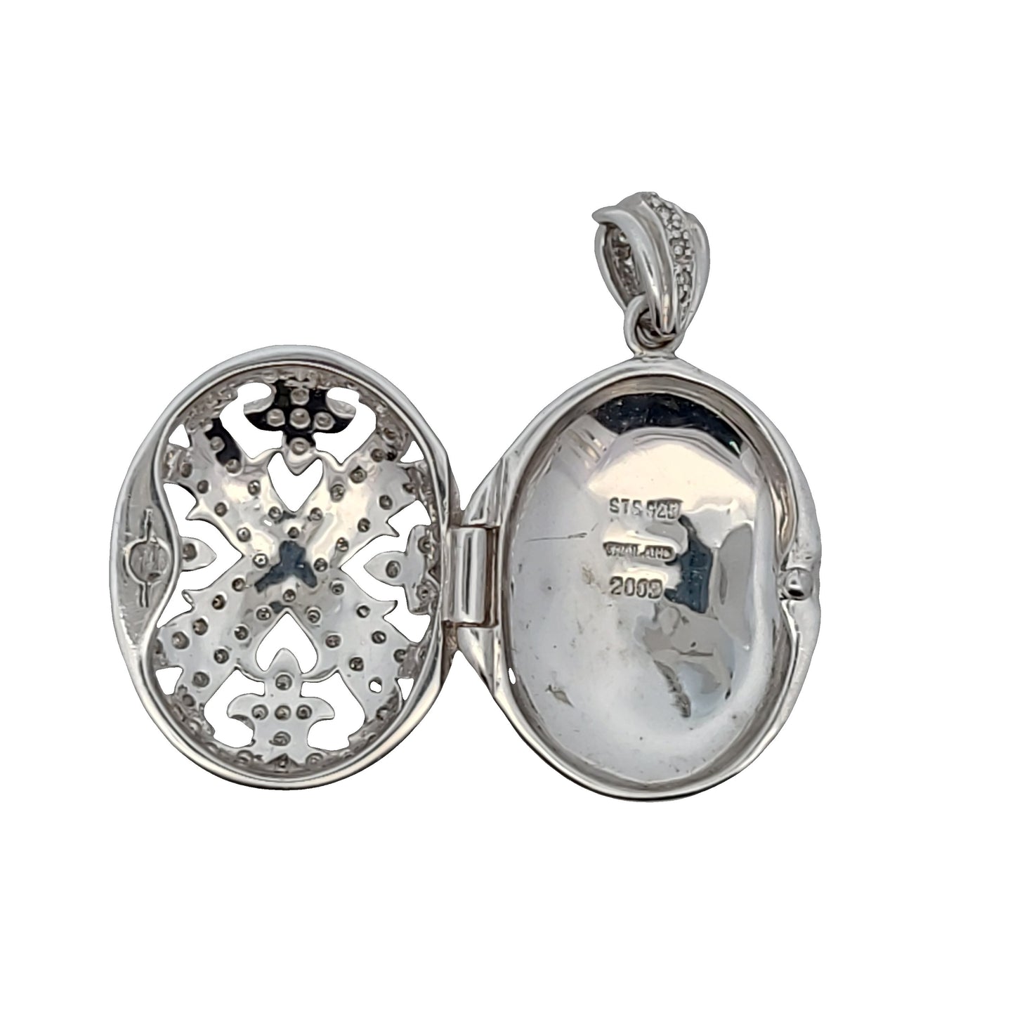 Sterling Silver Diamond Locket Pendant