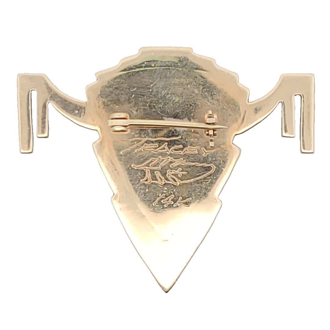 Ray Tracey 14k Yellow Gold Navajo Sugilite Onyx Brooch