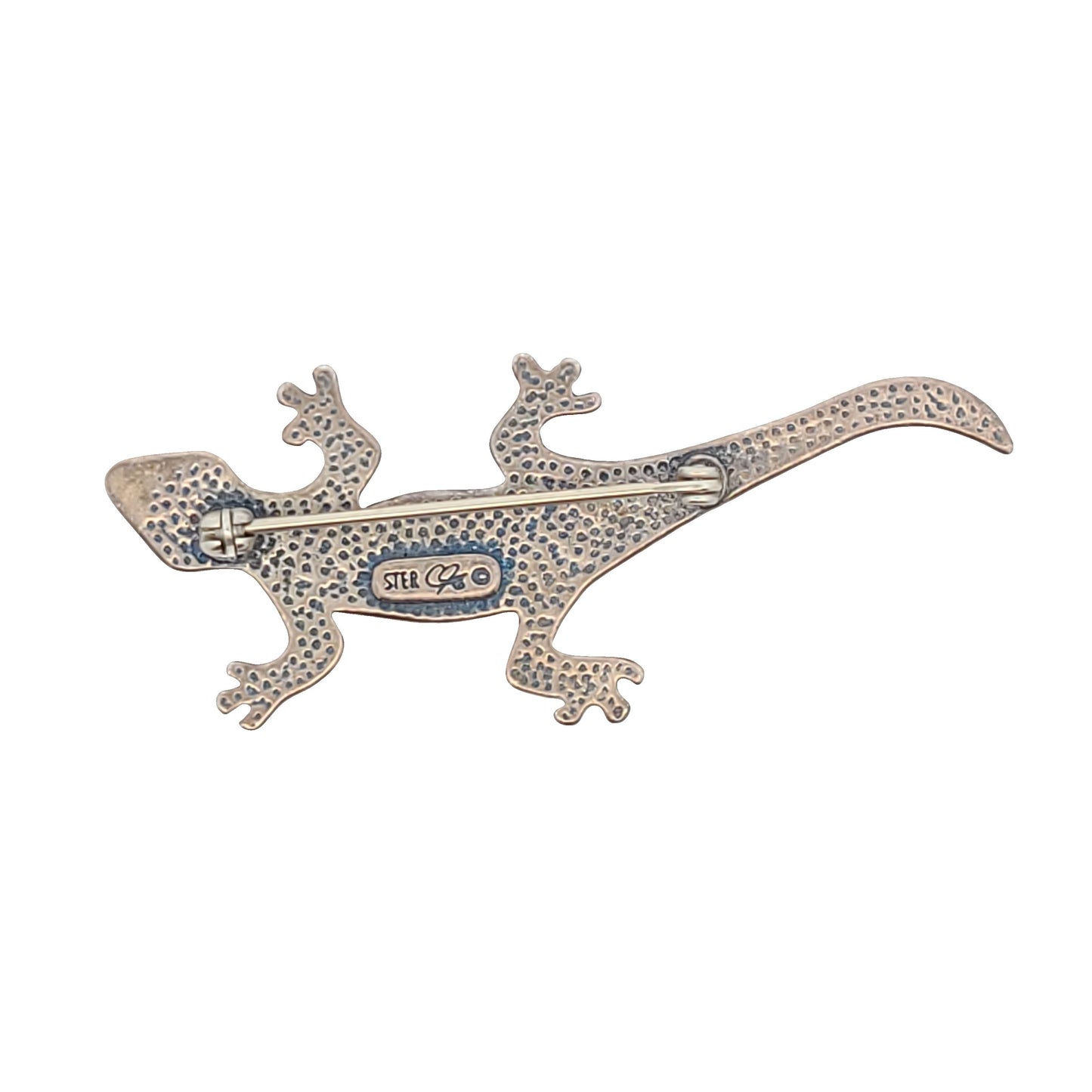 Carolyn Pollack Sterling Silver Inlaid Stone In Resin Lizard Brooch
