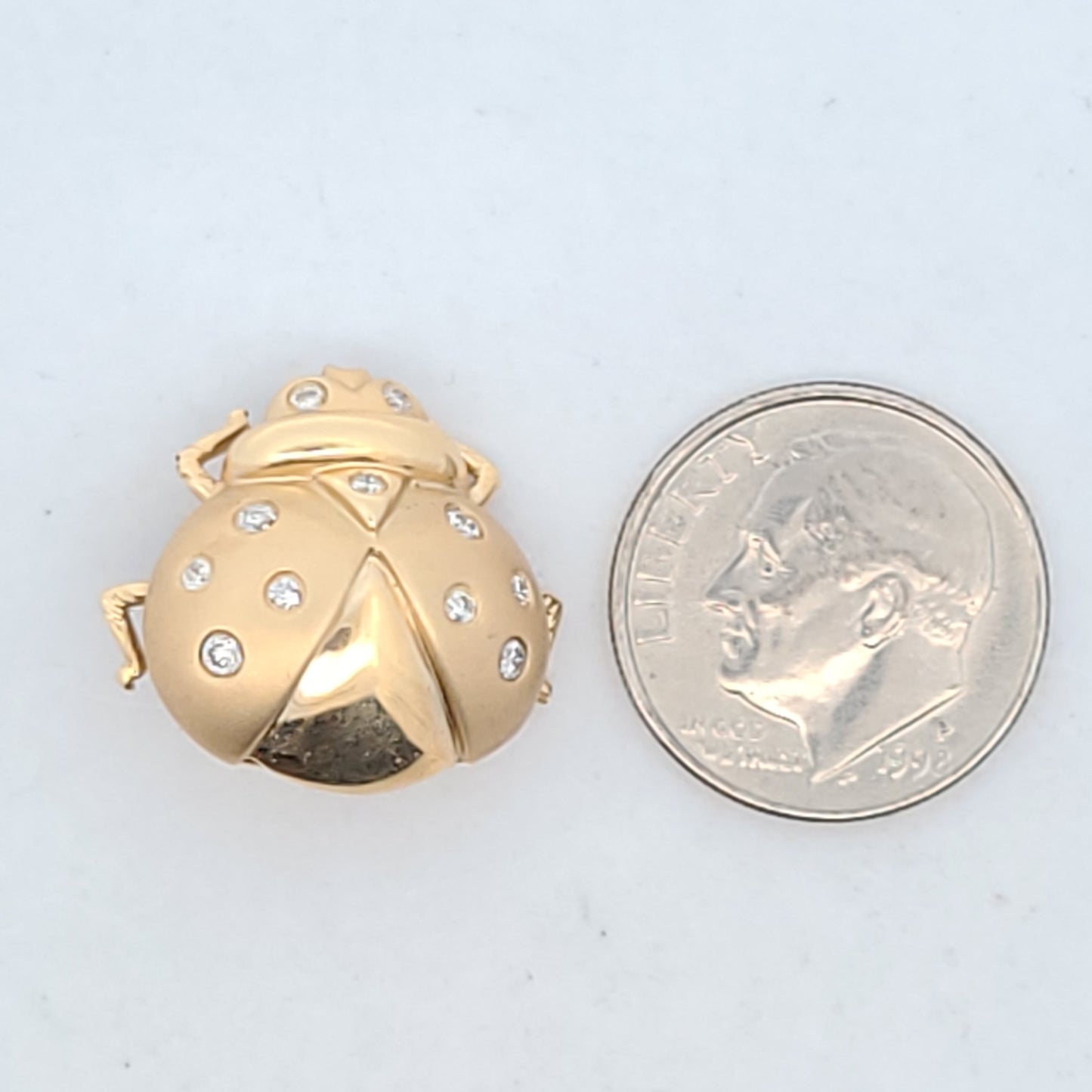 14K Yellow Gold Diamond Ladybug Brooch