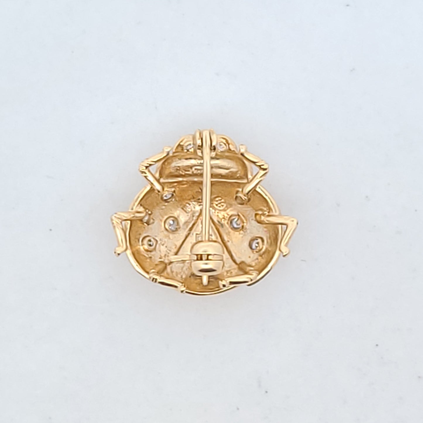 14K Yellow Gold Diamond Ladybug Brooch