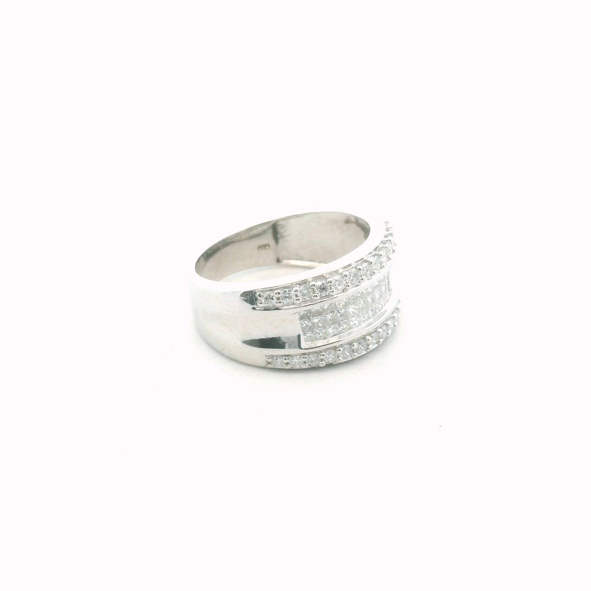 14K White White Gold Diamond Wedding Engagement Band
