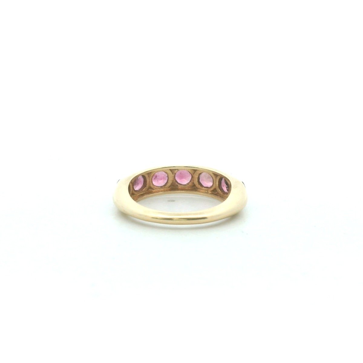 14K Yellow Gold Flush Set Pink Tourmaline Stackable Band