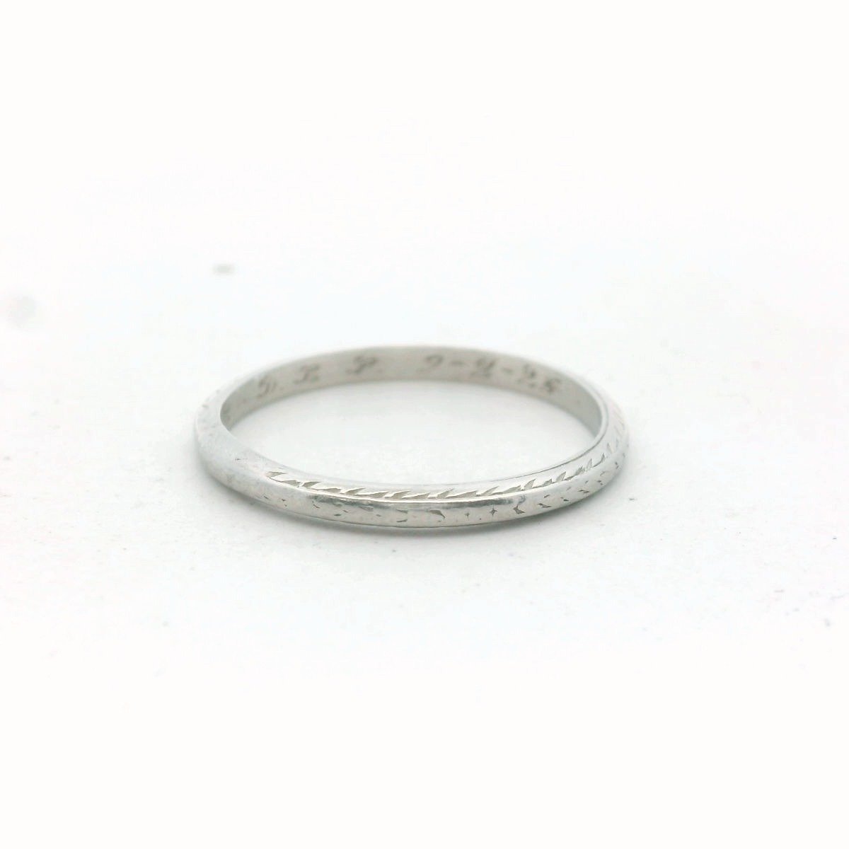 Antique Platinum Inscribed Wedding Band