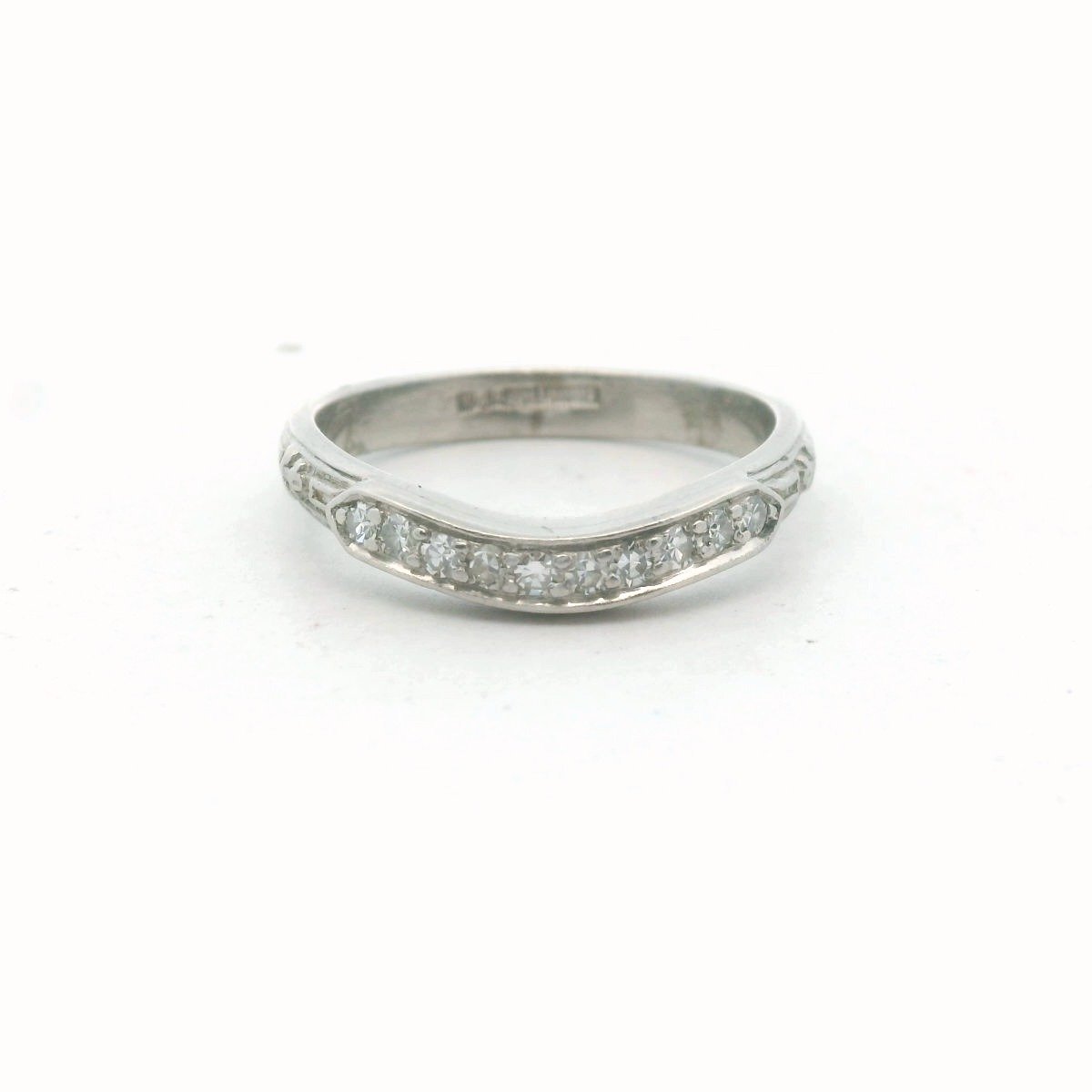 Antique Palladium Diamond Orange Blossom Wedding Band