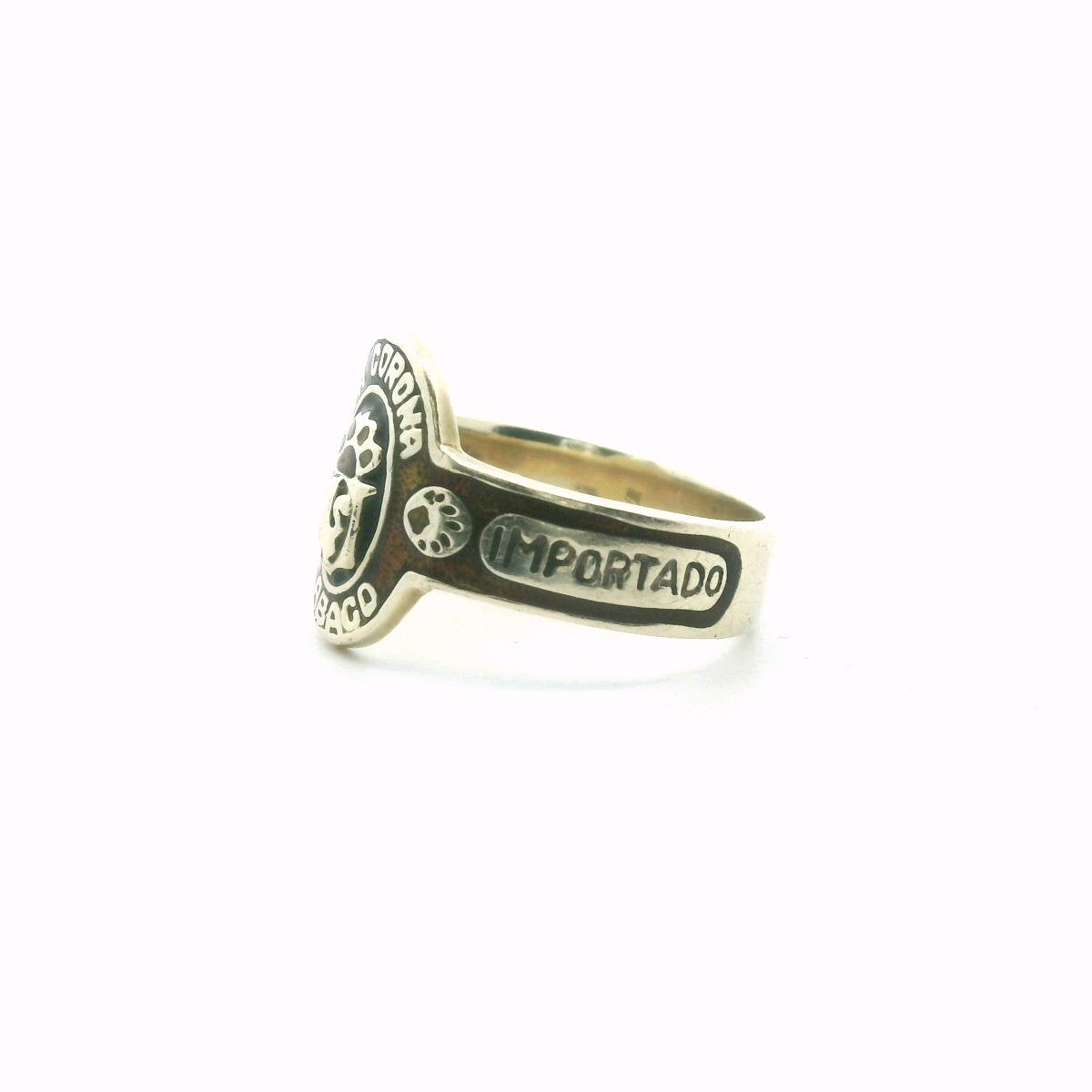 Vintage La Gorona Tobaco 10K Yellow Gold Enamel Cigar Band Ring