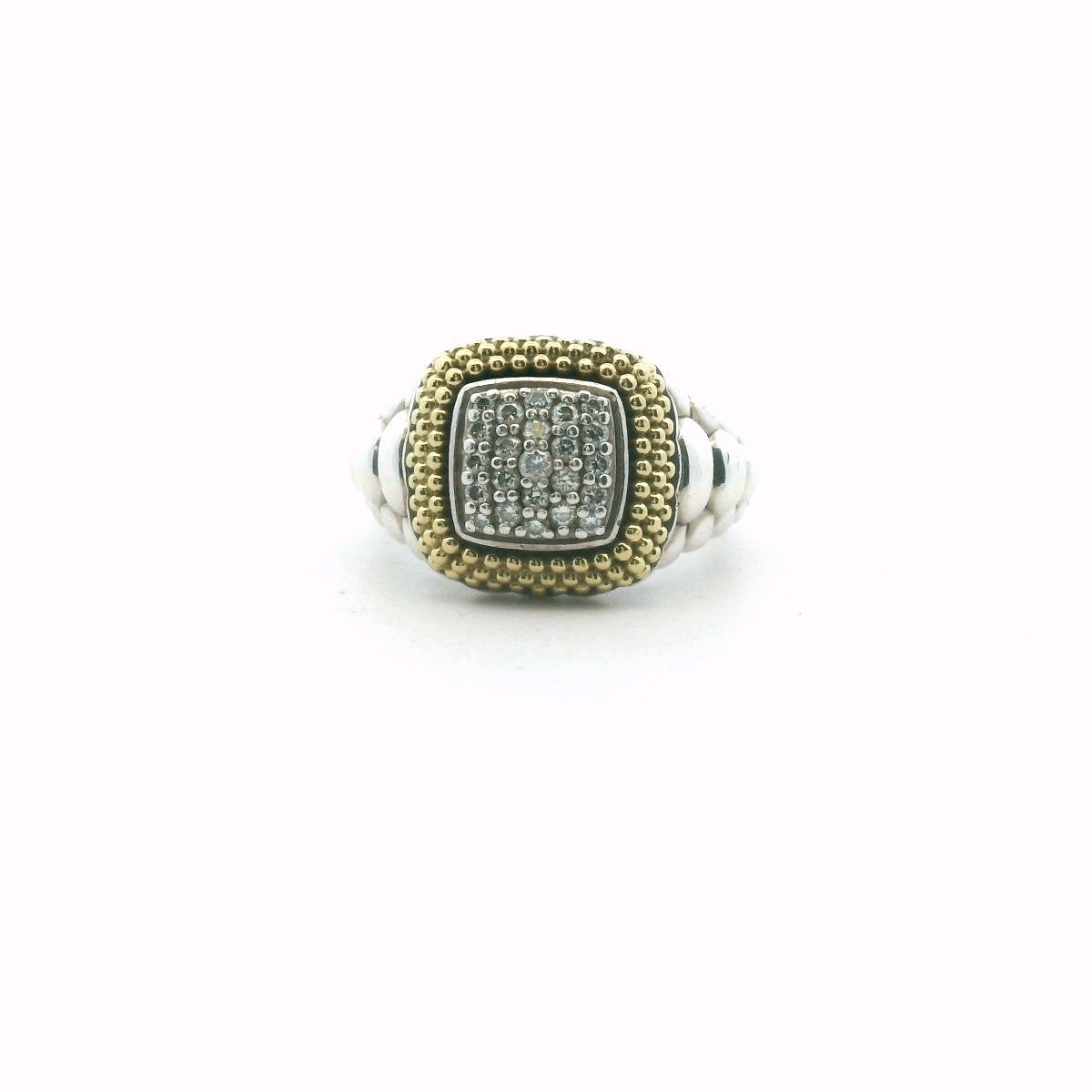 Lagos 18K Gold & Sterling Silver Diamond Caviar Ring