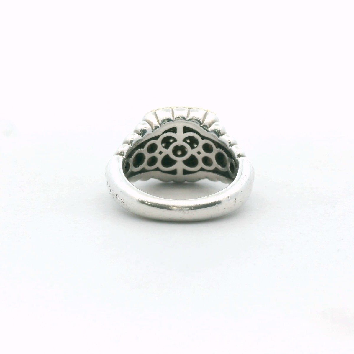 Lagos 18K Gold & Sterling Silver Diamond Caviar Ring