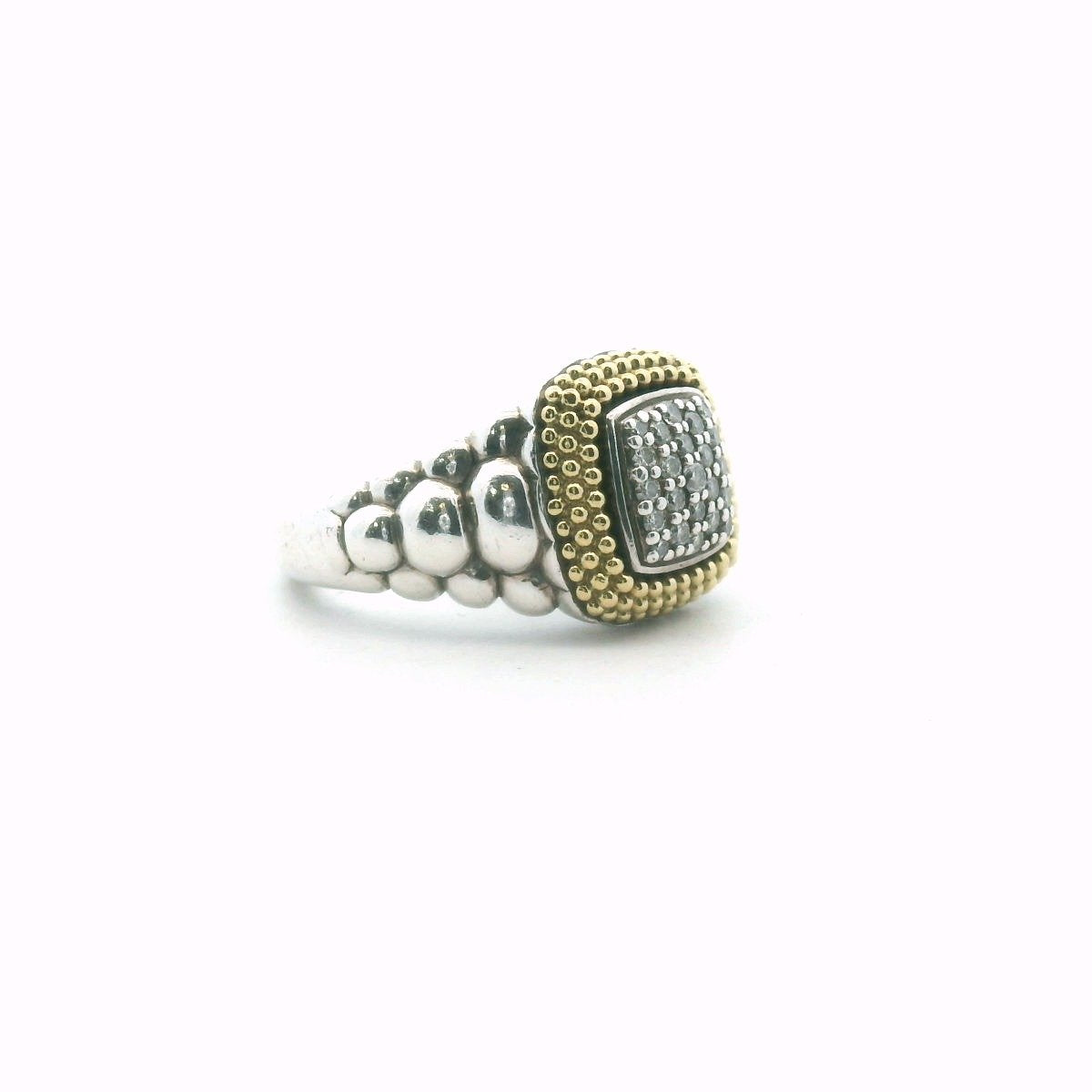 Lagos 18K Gold & Sterling Silver Diamond Caviar Ring