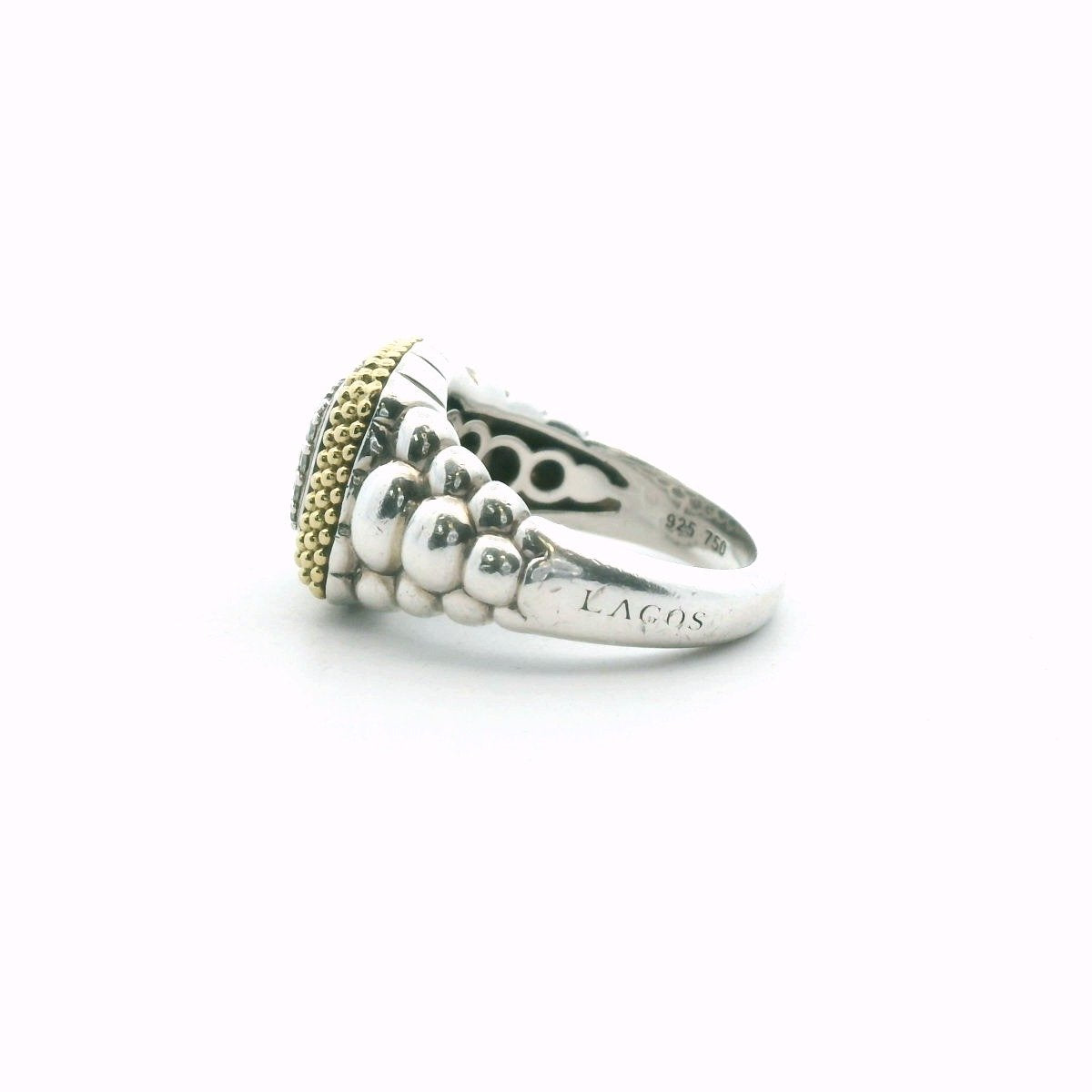 Lagos 18K Gold & Sterling Silver Diamond Caviar Ring