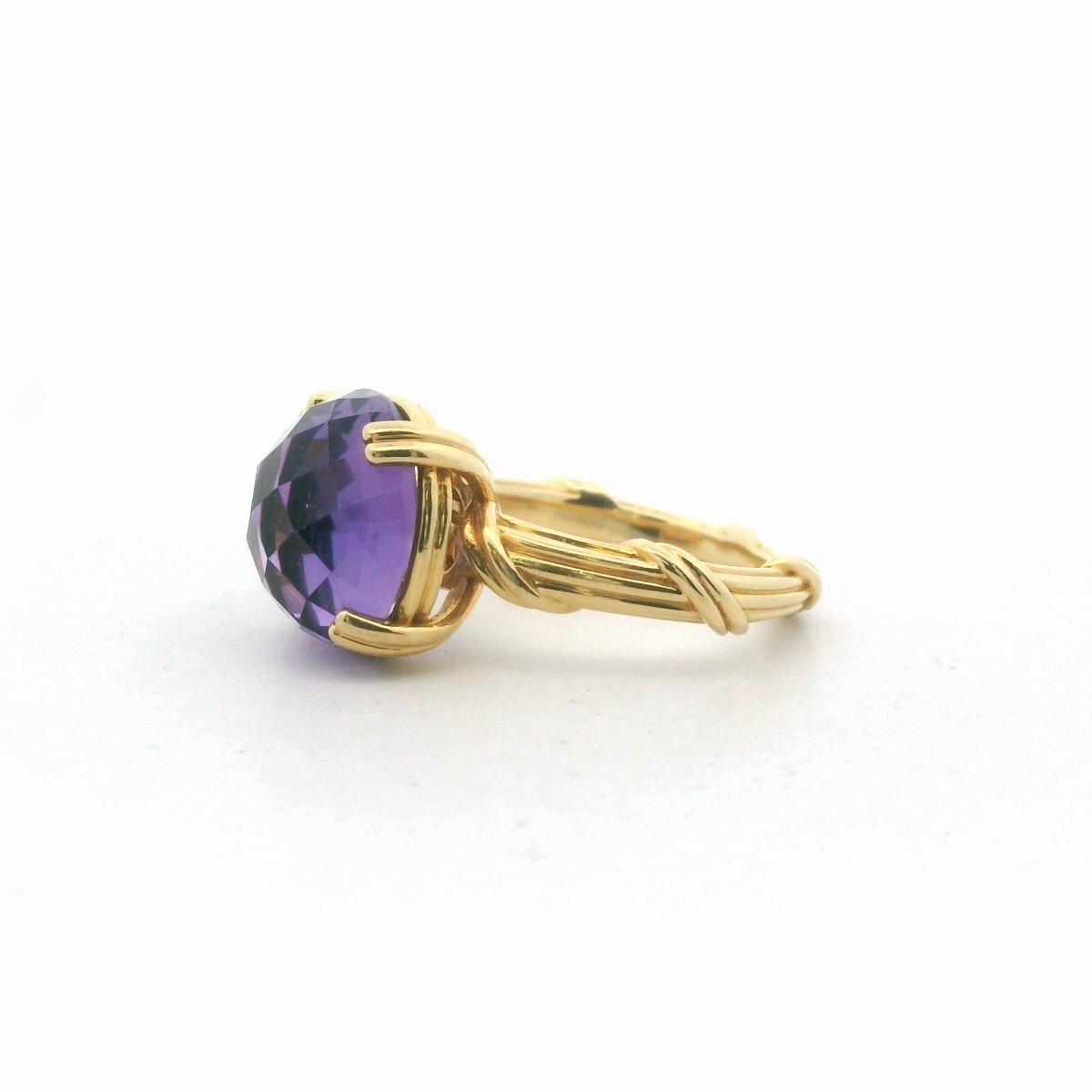 Peter Thomas Roth 18K Yellow Gold Amethyst Ribbon & Reed Ring