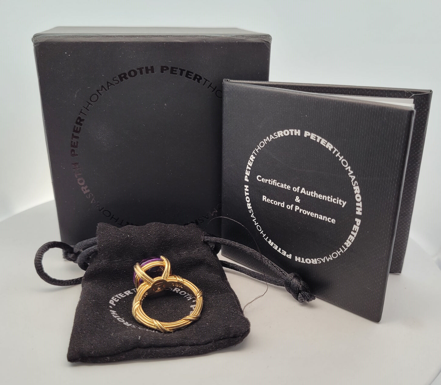 Peter Thomas Roth 18K Yellow Gold Amethyst Ribbon & Reed Ring