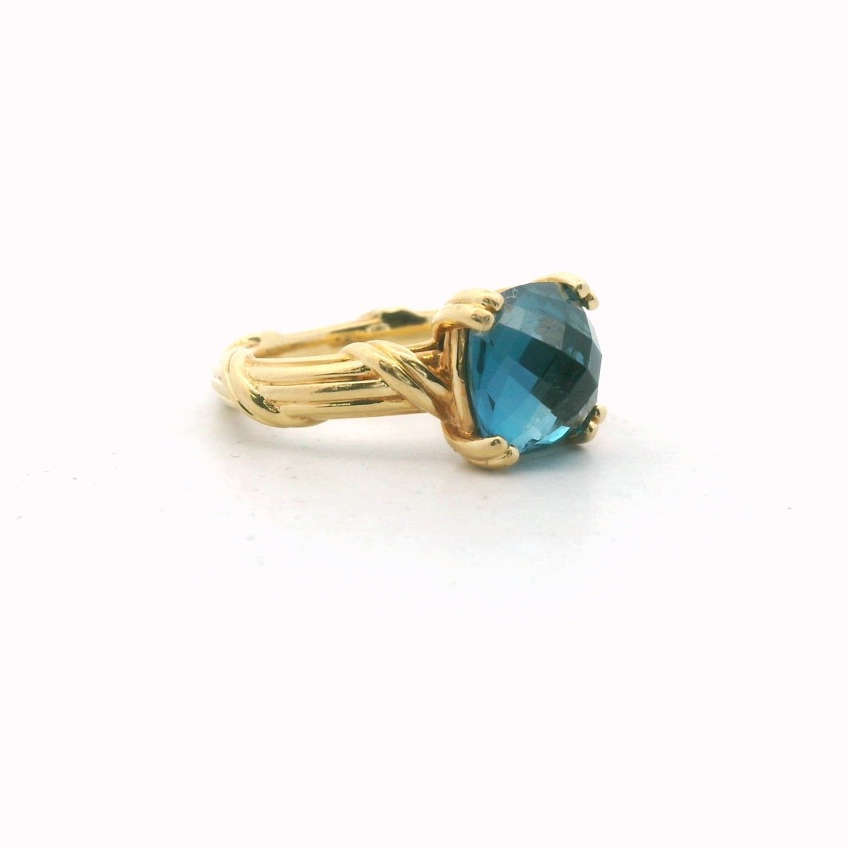Peter Thomas Roth 18K Yellow Gold London Blue Topaz Ribbon & Reed Ring