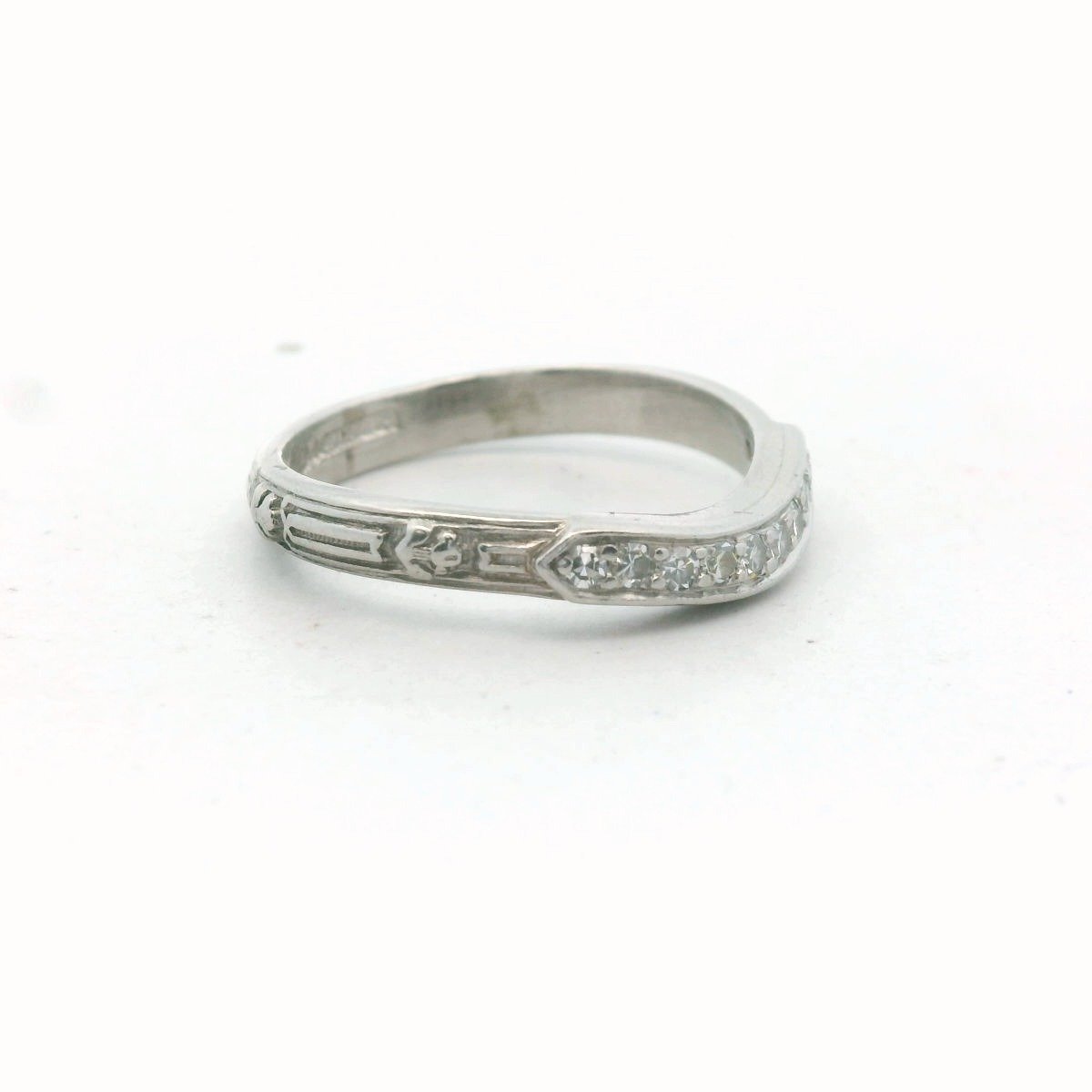 Antique Palladium Diamond Orange Blossom Wedding Band