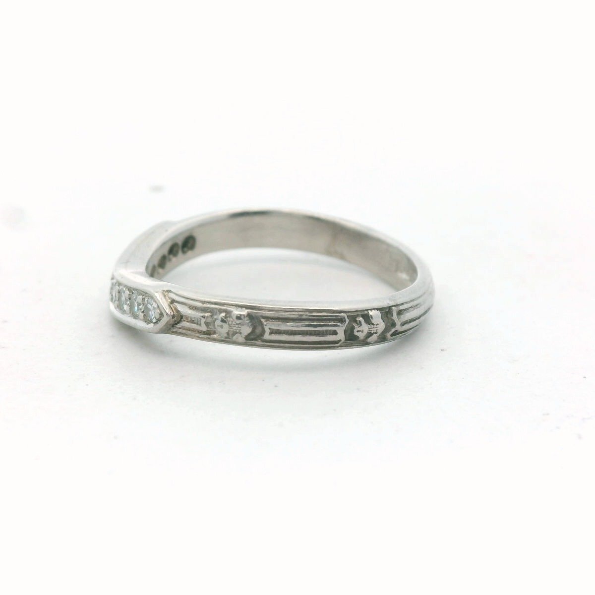 Antique Palladium Diamond Orange Blossom Wedding Band