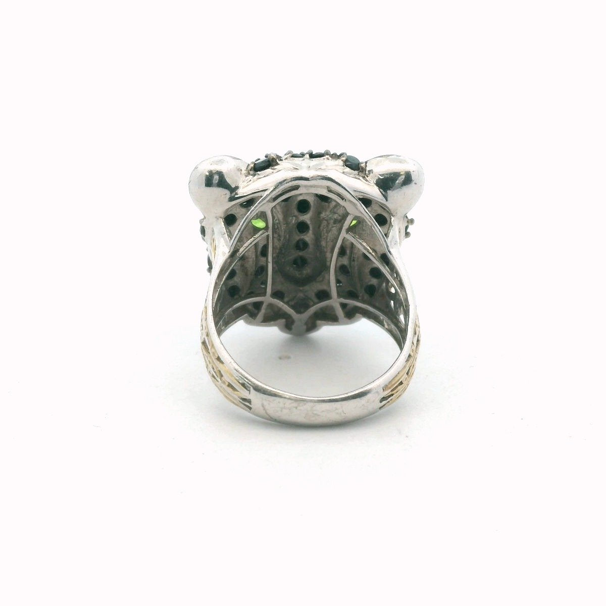 Michael Valitutti Gold Plate Sterling Spinel & Diopside Black Panther Ring