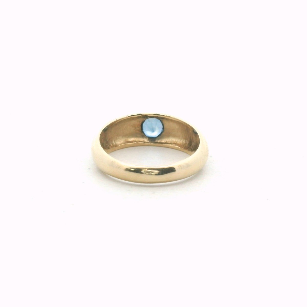 14K Yellow Gold Flush Set Sapphire Ring