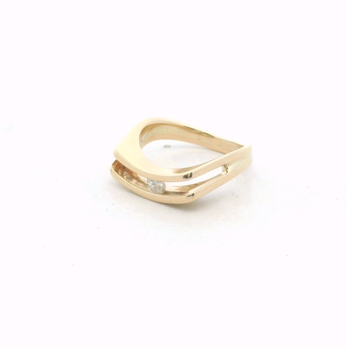 Vintage 14K Yellow Gold Chanel Set Sliding Diamond Ring