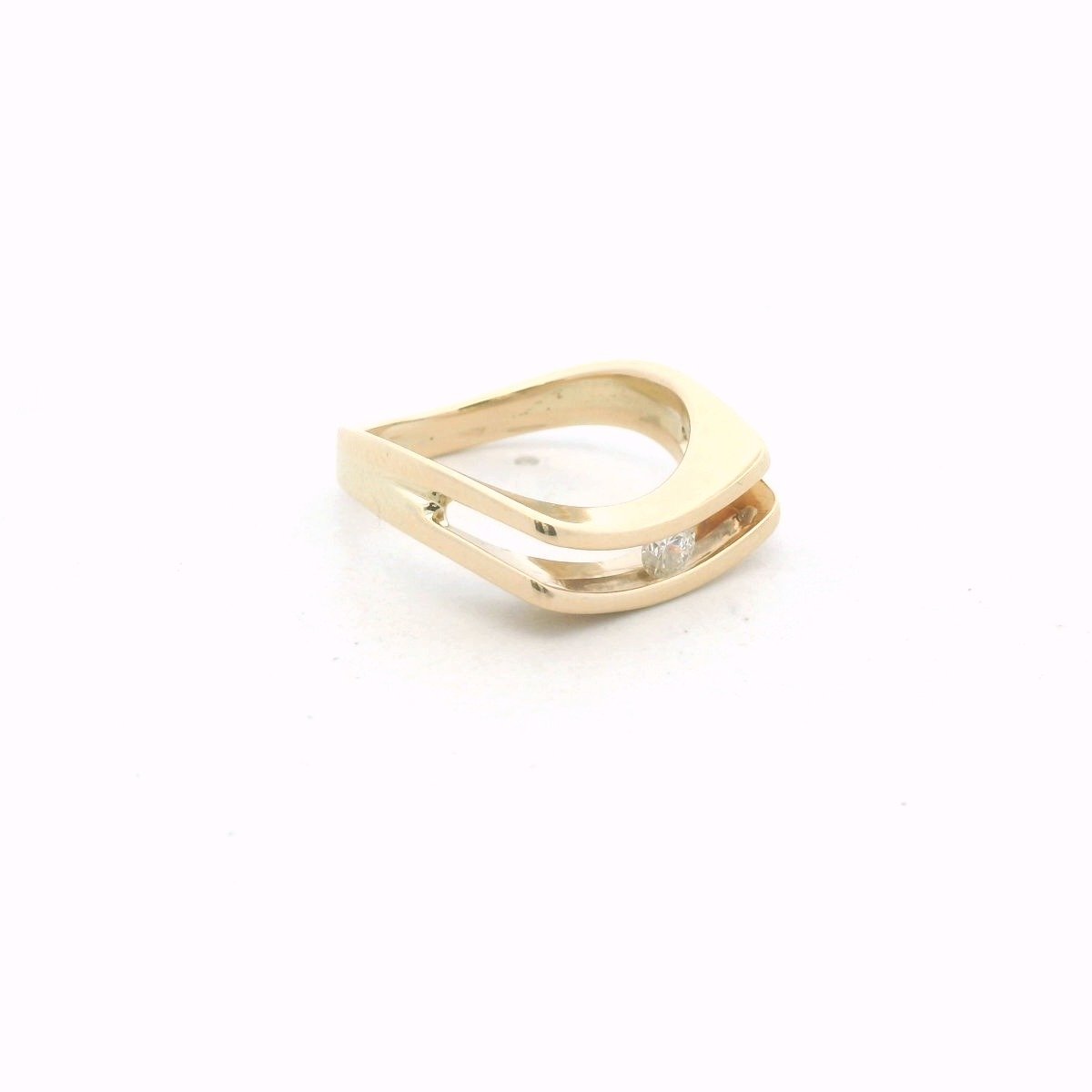 Vintage 14K Yellow Gold Chanel Set Sliding Diamond Ring