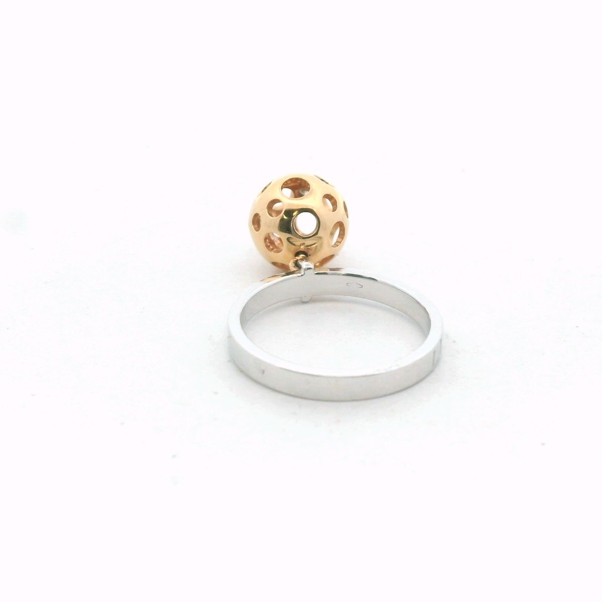 Luca Carati 18K Two Tone Gold Diamond Ball Pendant Ring