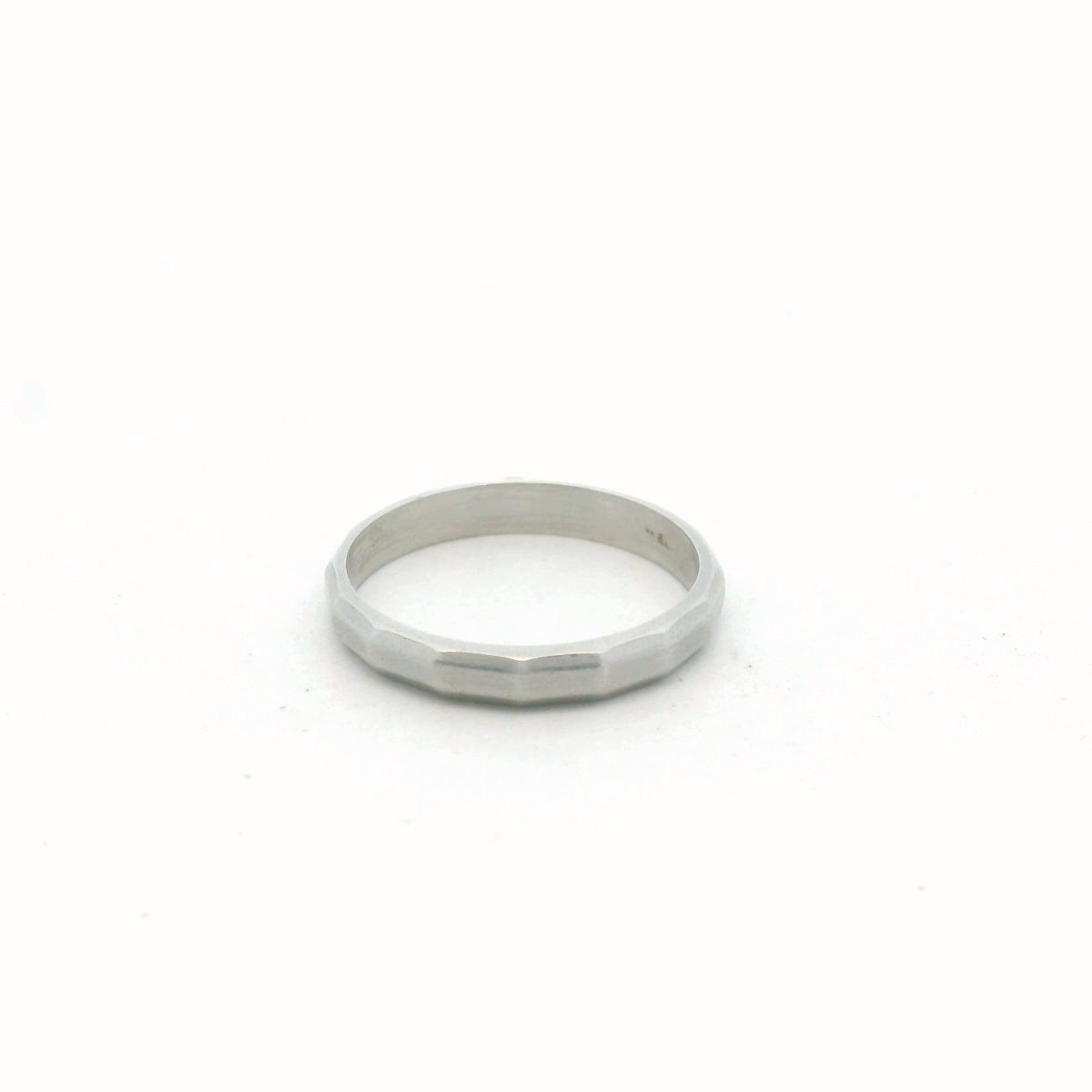 Vintage Platinum Faceted Wedding Band