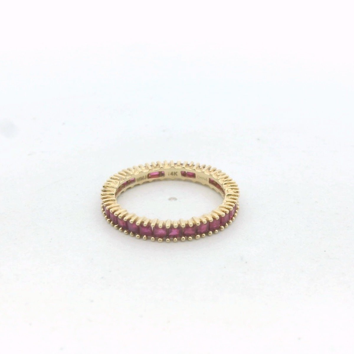 14K Yellow Gold Square Cut Ruby Stackable Eternity Band