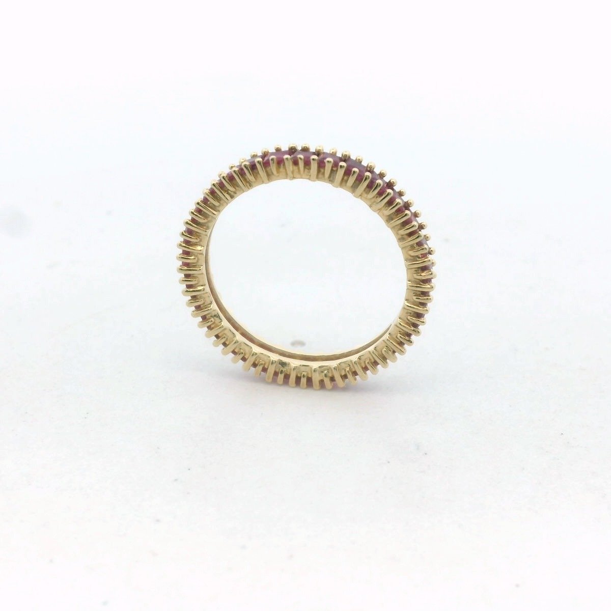 14K Yellow Gold Square Cut Ruby Stackable Eternity Band