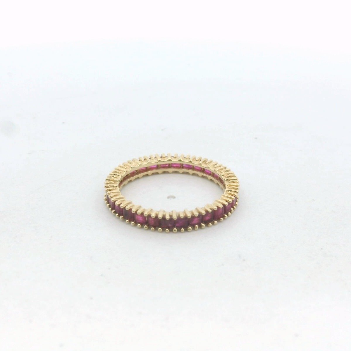 14K Yellow Gold Square Cut Ruby Stackable Eternity Band