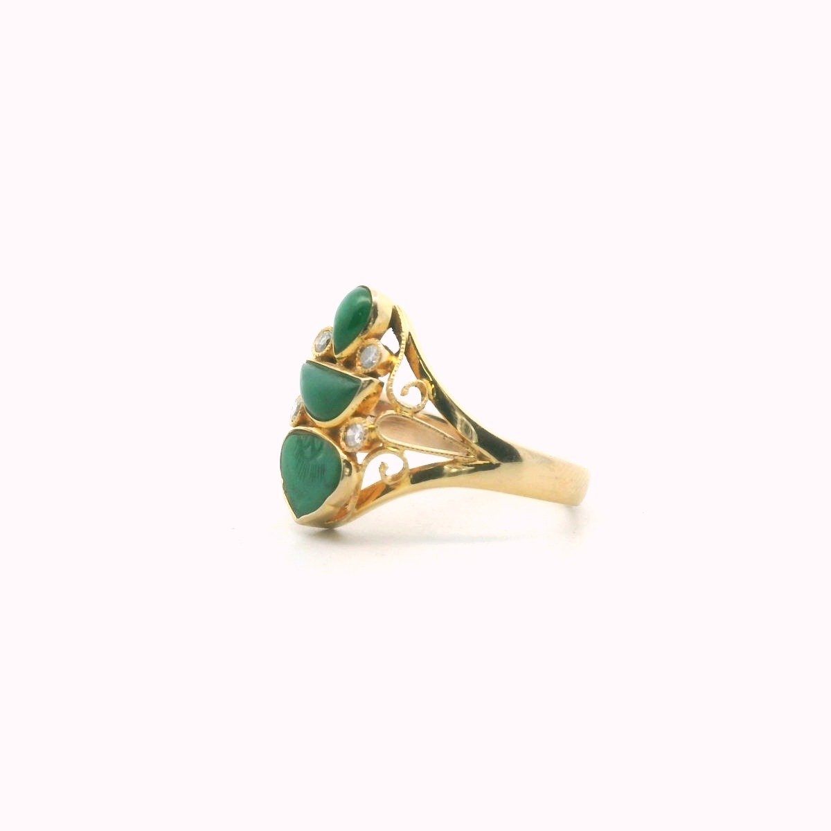 14K Yellow Gold Diamond & Jadeite Ring