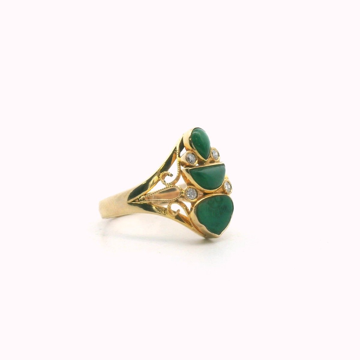14K Yellow Gold Diamond & Jadeite Ring
