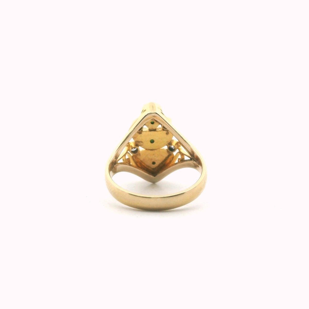 14K Yellow Gold Diamond & Jadeite Ring