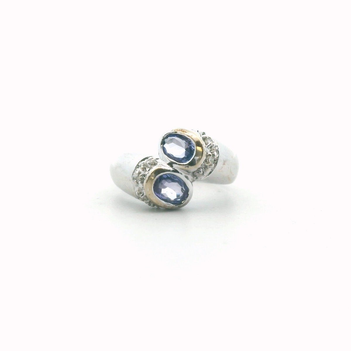 18K White Gold Diamond & Tanzanite Bypass Ring