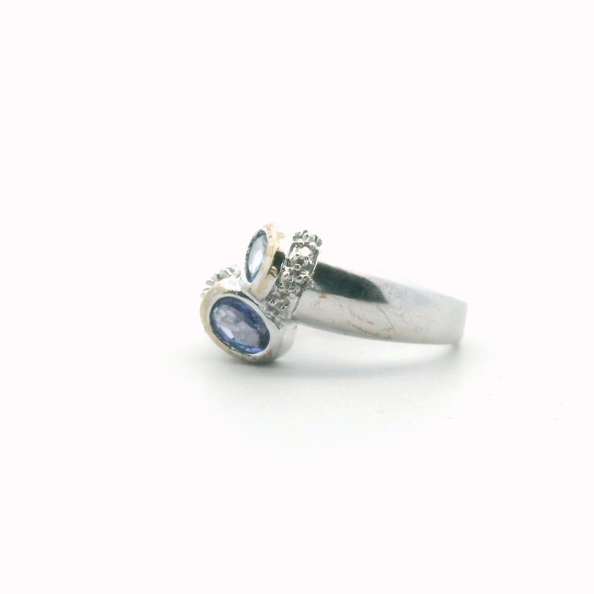 18K White Gold Diamond & Tanzanite Bypass Ring