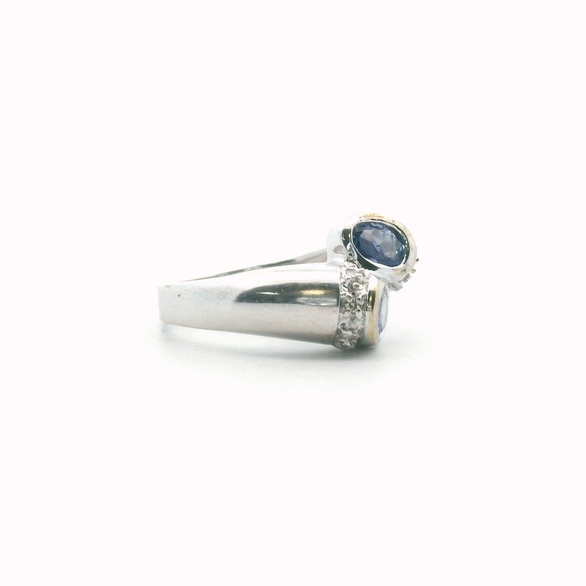 18K White Gold Diamond & Tanzanite Bypass Ring