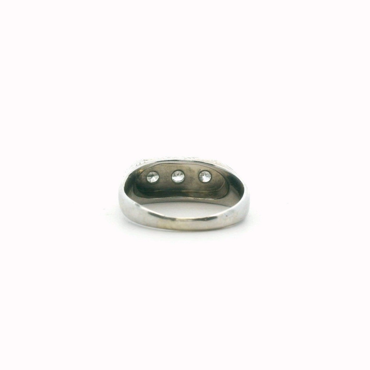 Antique Art Deco 14K White Gold 3-Stone Diamond Ring