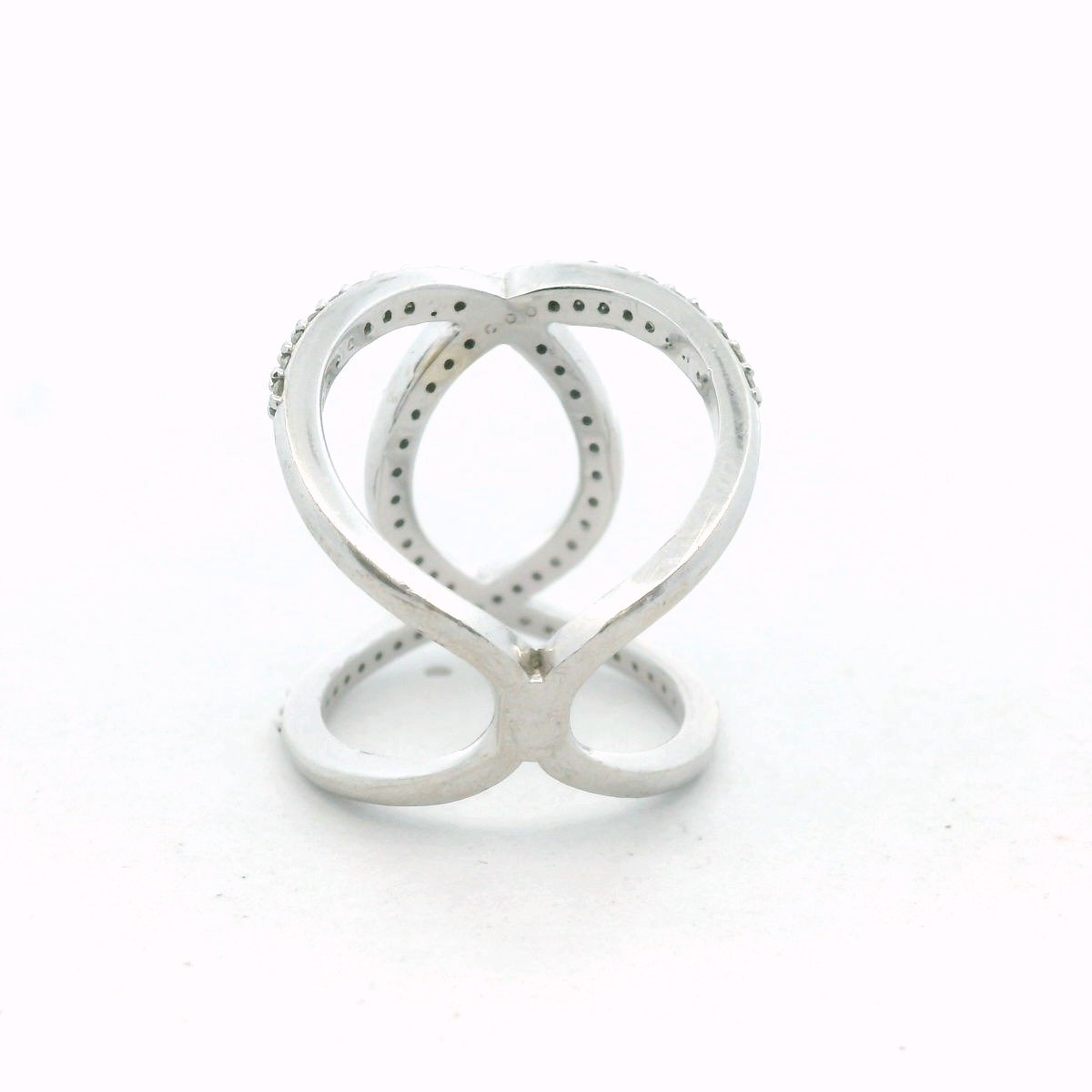 14K White Gold Diamond Interlocking Double Band Ring