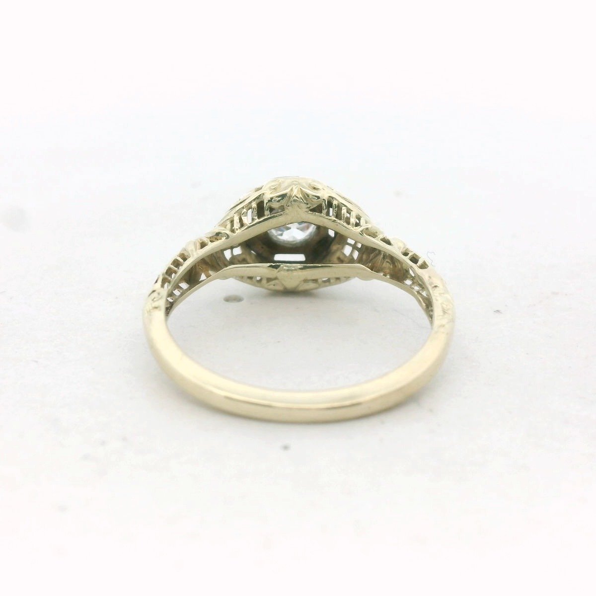 Antique 14K Two Tone Gold Diamond Filigree Ring