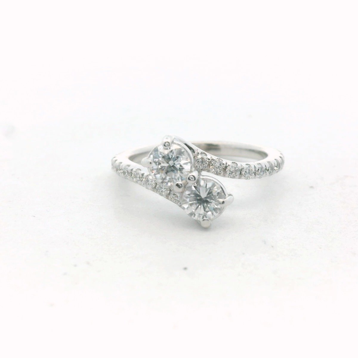 14K White Gold Diamond Bypass Engagement Ring