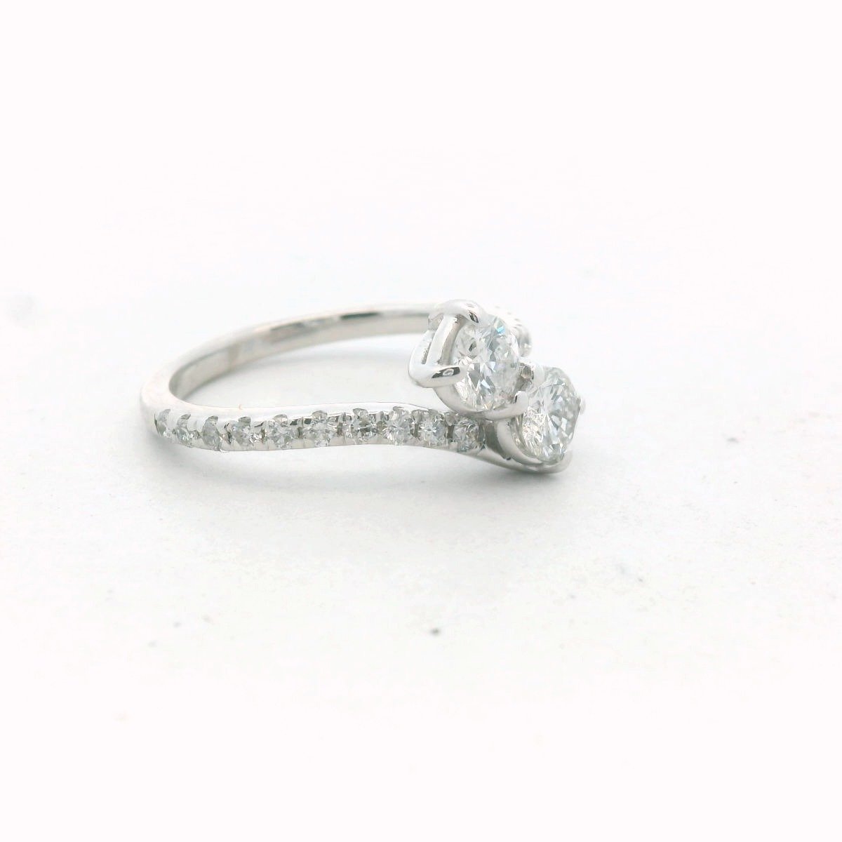 14K White Gold Diamond Bypass Engagement Ring
